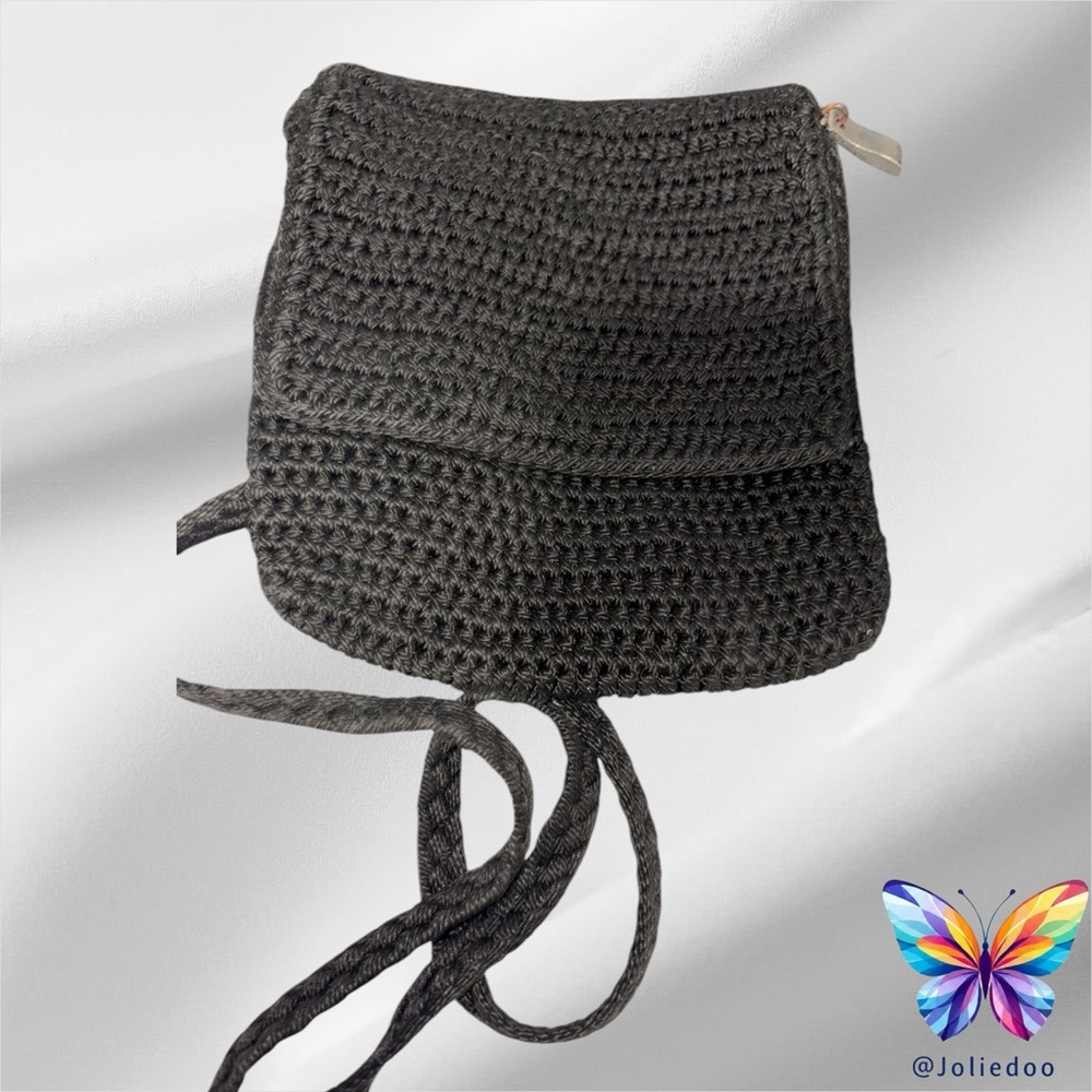 Black Crochet Mini Bag with Butterfly Charm